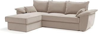 Sia Home Sof&aacute; cama esquinero izquierdo con arc&oacute;n terciopelo beige 257 cm