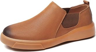 Generic Chelsea Boots For Men Simple Low Top Suede Vamp Slip On Waterproof Anti-slip Non Slip Wearable Work Pull On(Brown,10.5 UK)