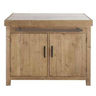 Maisons du monde Islote de cocina con 2 puertas y 4 cajones de pino reciclado con efecto envejecido