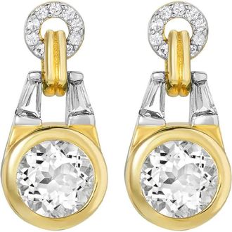 V JEWELLERY Olive round-topaz buckle earrings - Oro