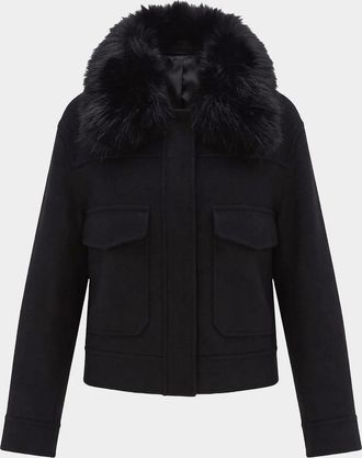 Gorski Cashmere And Wool Jacket With Detachable Goat Shearling Collar
