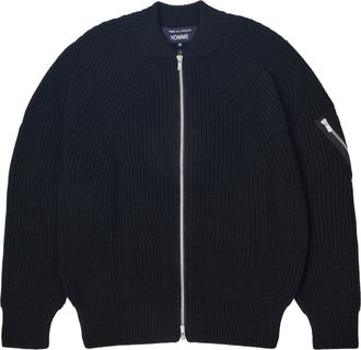Comme Des Gar&ccedil;ons Chunky Ribbed Knit Sweater with Zippered Pocket Detail