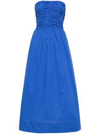 Faithfull The Brand Dominquez organic cotton strapless dress - Blue