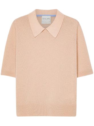 Forte_Forte Gauze Wool-Cashmere Boxy Half-Sleeve Polo Shirt