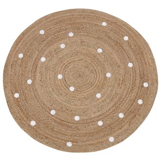 Beliani Beliani - Alfombra Redonda De Yute Estilo Moderno Boho Beige 140 Cm Kharra