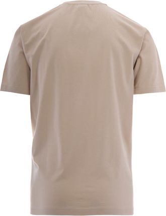 HUGO BOSS Mens T-Shirt Graphic Logo Light Beige Cotton Elastane T-Shirts And Polos