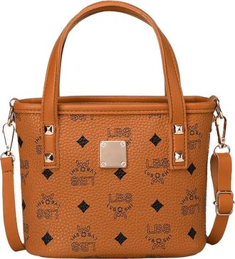 Generic Vintage Print Crossbody Bucket Bag for Women - Lightweight PU Leather Tote Bag with Detachable Hardware, 3-Way Handheld Single-Shoulder Bag, Spacious 