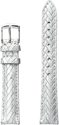 Michele 16mm Silver Metallic Braided Leather Watch Strap