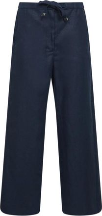Max Mara Amedea Wide Broeken - Dames - Wijde Broeken - Blauw - S - Linnen - Broeken