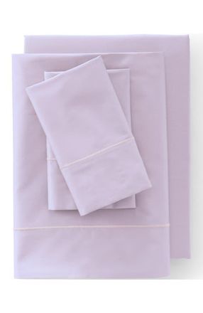 Lands End 417 Thread Count Premium Supima Cotton No Iron Sateen Fitted Bed Sheet in Soft Lilac Purple at Nordstrom, Size Queen