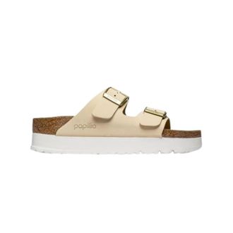 Birkenstock Arizona Platform Narrow Fit - Dames - Sandalen - Beige - 37 EU - Leer - Schoenen