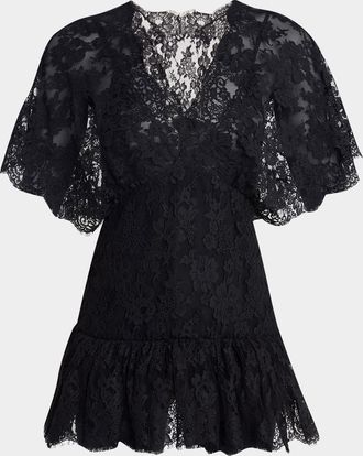 Chloé Lace Short-Sleeve Ruffle Top