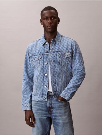 Calvin Klein Jeans Calvin Klein Mens Allover Monogram Classic Trucker Jacket - Blue - XL