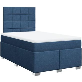 vidaXL Cama Box Spring Con Colch&oacute;n Tela Azul 120x190 Cm Vidaxl