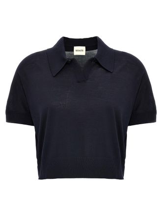 Khaite Blue Wool Shortsleeve Womens Shirt