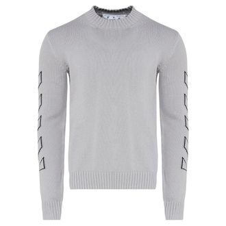 Off-white Gebroken witte Diag Outline middelgrijze gebreide trui