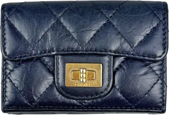 Chanel Navy Leather Wallet (Tri-Fold) (Pre-Owned)
