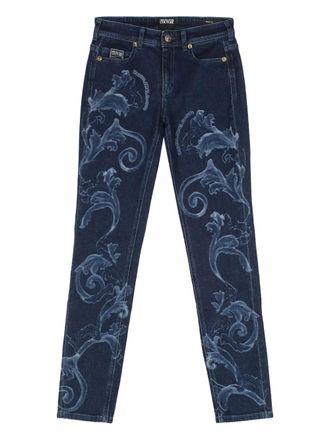 Versace Jeans Couture baroque-motif jeans - women - Polyester/Cotton/Cotton/Spandex/Elastane - 26 - Blue