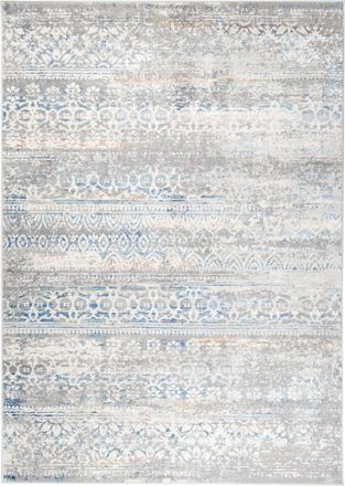 Tapiso Alfombra para salón comedor vintage azul gris crema 120x170