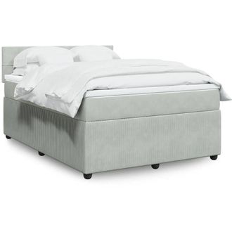 vidaXL Vidaxl - Cama Box Spring Con Colch&oacute;n Terciopelo Gris Claro 140x190 Cm