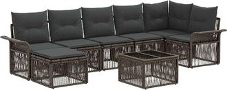 vidaXL Conjunto De Sof&aacute;s De Jard&iacute;n 8 Uds. Gris Rat&aacute;n Sint&eacute;tico Vidaxl