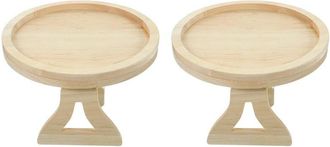 OEM 2 Mesas Auxiliares Redondas Plegables De Madera Con Clip Para Sof&aacute;s Con Brazos Anchos