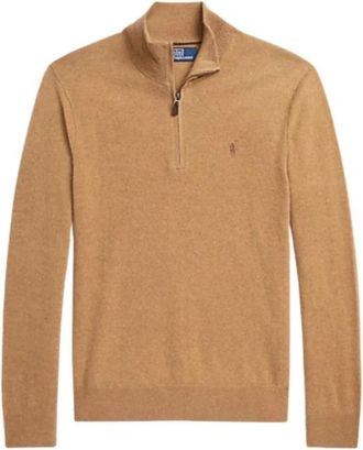 Polo Ralph Lauren Merino Wol Half-Zip Trui - Heren - Coltruien - Bruin - M - Wol - Truien & Vesten