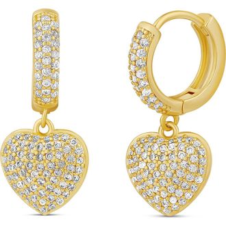 SHYMI Pav&eacute; Dangling Heart Huggie Hoop Earrings in Gold at Nordstrom