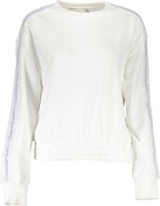 Calvin Klein Womens Crew Neck Tape Detail Sweatshirt - White Cotton - Size X-Large
