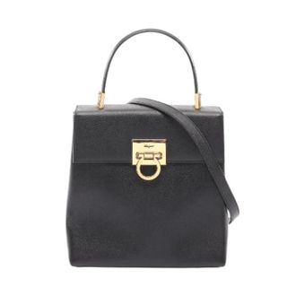 Ferragamo Pre-owned Gancini Leren Handtas - Dames - Pre-owned - Zwart - Maat: ONE Size Leer
