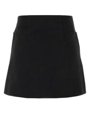 Prada Womens Black Wool Mini Skirt Nero Gonne