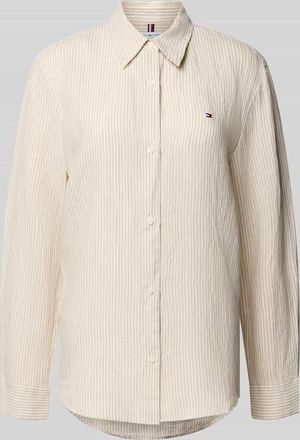 Tommy Hilfiger Regular Fit Hemdbluse aus reinem Leinen in Ecru, Größe 36