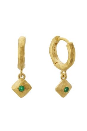 Murkani Green Onyx Huggies in Yellow Gold at Nordstrom