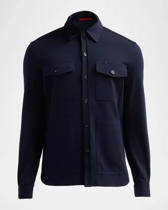 Isaia Men & apos;s Wool-Nylon-Blend Jersey Overshirt