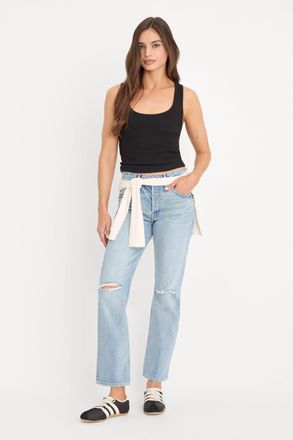 Good American Womens Vintage Straight Ankle Jeans | Indigo, Size 12 | Good American by Khlo&Egrave; Kardashian