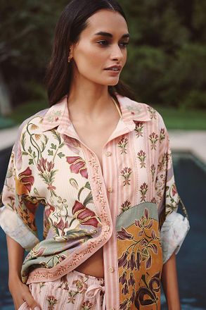 Agua Bendita Chrissy Linen Blend Buttondown Shirt