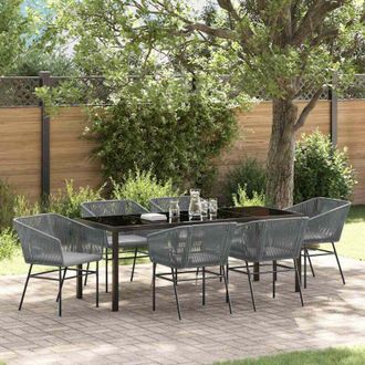 vidaXL Conjunto De Comedor De Jard&iacute;n Con Coj&iacute;n 7 Pcs Gris Vidaxl