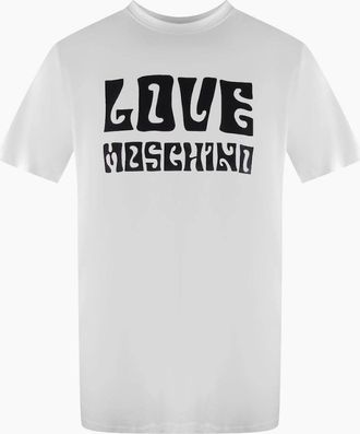 Love Moschino Mens Love Moschino Logo White T-Shirt - Size: 40