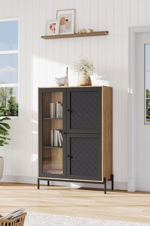 Living and Home Straw Doors Storage Cabinet