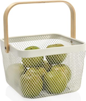 Andrea House Metallgitterkorb Sienna mit Holzgriff 25x25 cm