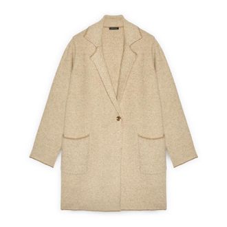 Fiorella Rubino Truien & Vesten, Dames, Beige, XL, Wol, Lange gebreide maxi cardigan