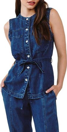 Bella Dahl Seamed Belted Chambray Vest in Horizon Blue Wash at Nordstrom, Size X-Small