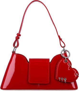 Justine Clenquet Geometric Structured Handbag With Heart Charm And Silver Hardware