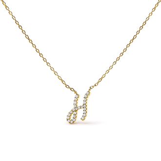 House of Brilliance 14K Yellow Gold Diamond Accent K Initial Script Style Pendant Necklace