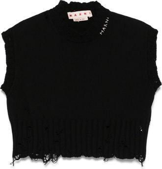 Marni Top met gerafeld effect - Zwart