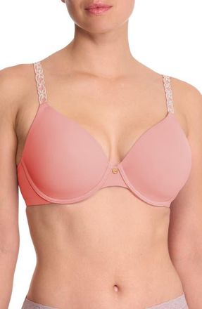 Natori Pure Luxe Underwire T-Shirt Bra in Delicate Pink/Warm White at Nordstrom, Size 32Dd