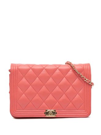 Chanel 2018 Lambskin Boy Wallet On Chain crossbody bag - women - Lambskin - One Size - Pink