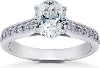 Pompeii3 1 1/3Ct Oval Diamond Engagement Ring 14k White Gold Lab Grown Size Selectable