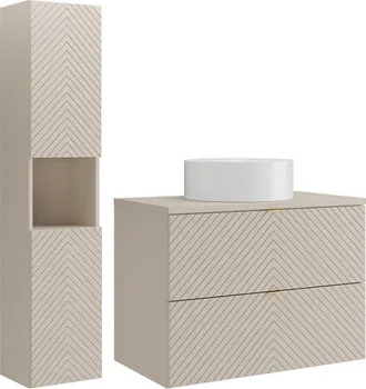 VENTE-UNIQUE.COM Conjunto de ba&ntilde;o efecto madera beige