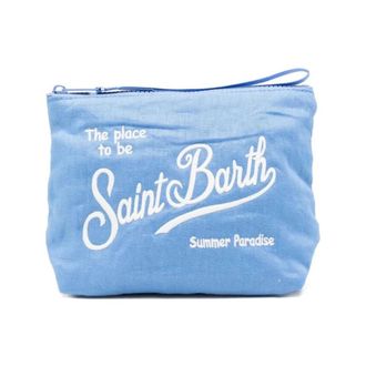 MC2 Saint Barth Clutches, female, Blue, Size: ONE SIZE Aline Soft Linen